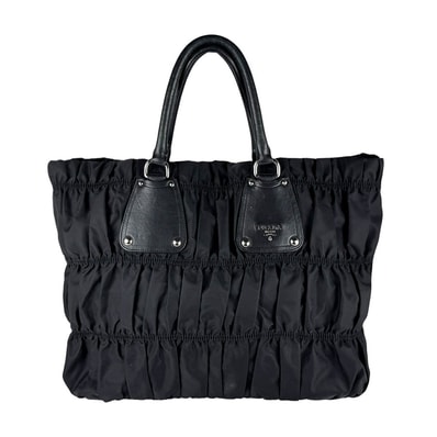プラダ PRADA ハンドバッグ ナイロン/レザー ブラック レディース【中古】 z11075