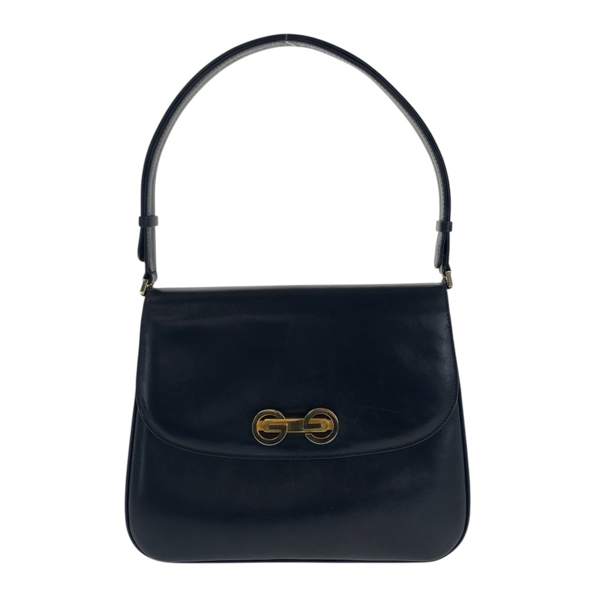 GUCCI グッチ ヴィンテージ オールドグッチ ロッキングG ブラック 黒 ゴールド金具 レザー ショルダーバッグ ハンドバッグ 505757 【中古】