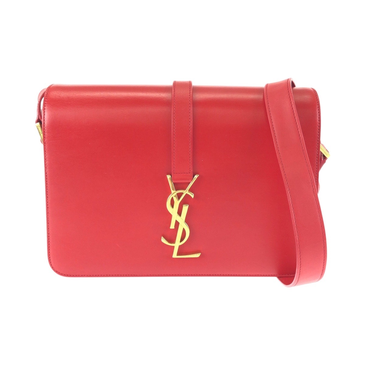 美品 SAINT LAURENT サンローラン YSL ユニベルシテ レッド ゴールド金具 レザー ショルダーバッグ ポシェット 601751 【中古】