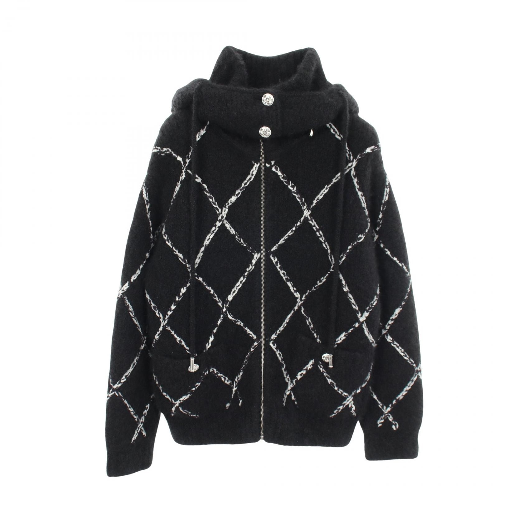 シャネル CHANEL ココマーク 衣料品 アウター カシミヤ シルク メンズ レディース ブラック系 【中古】