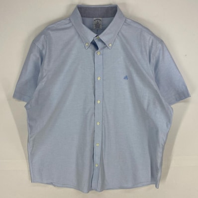 古着 ブルックスブラザーズ Brooks Brothers 半袖シャツ ボタンダウン ワンポイント ロゴ刺繍 1818 XL 水色系 メンズ