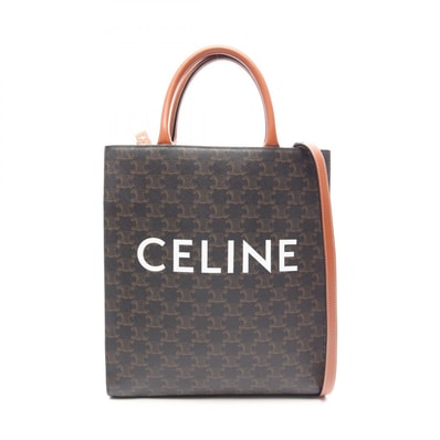 セリーヌ CELINE スモール バーティカル カバ トリオンフ 2WAY トートバッグ バッグ PVCコーティングキャンバス レザー レディース ブラック系 / ブラウン系 191542 【中古】