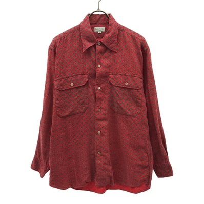 Paul Smith LONDON ポールスミスロンドン ウールブレンド オールド ペイズリー柄 長袖 シャツ M レッド系