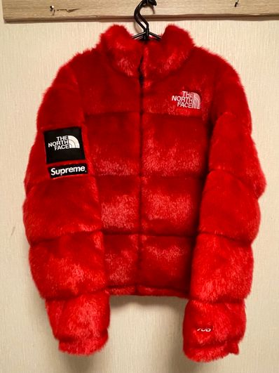 Supreme x The North Face Faux Fur Nuptse Jacket "Red"
