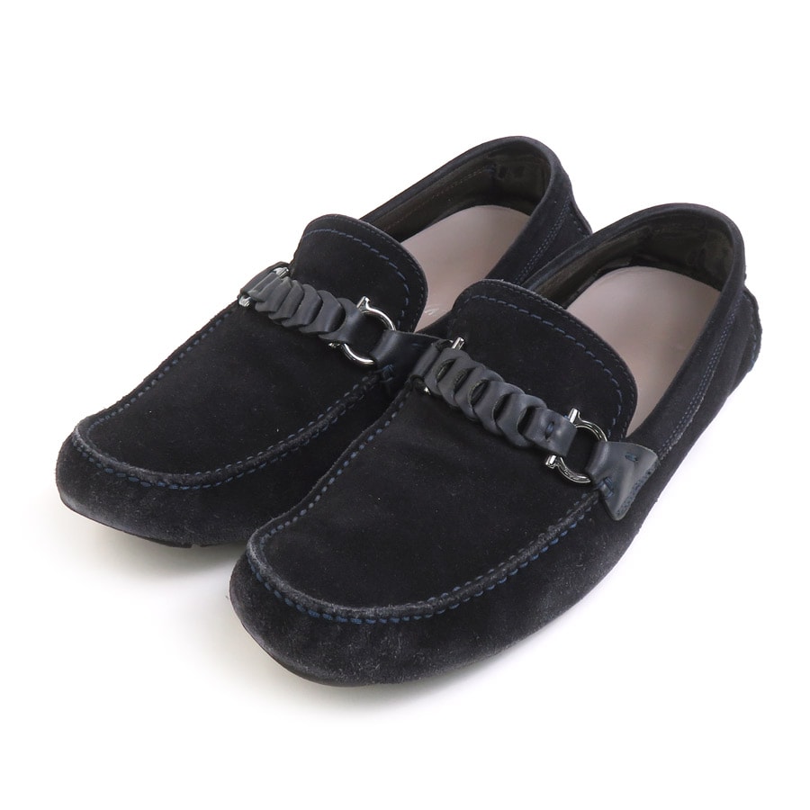 サルヴァトーレフェラガモ Salvatore Ferragamo ローファー スエード ブラック メンズ【中古】 h30862a