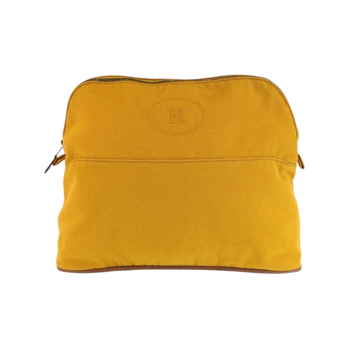 美品 HERMES エルメス ボリード イエロー マスタード ゴールド金具 キャンバス ポーチ 化粧ポーチ 601798 【中古】