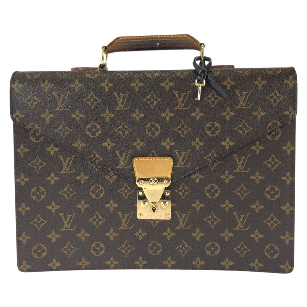 美品 LOUIS VUITTON ルイヴィトン モノグラム セルヴィエット コンセイエ ブラウン ゴールド金具 PVC レザー/ ビジネスバッグ ブリーフケース 604157 【中古】