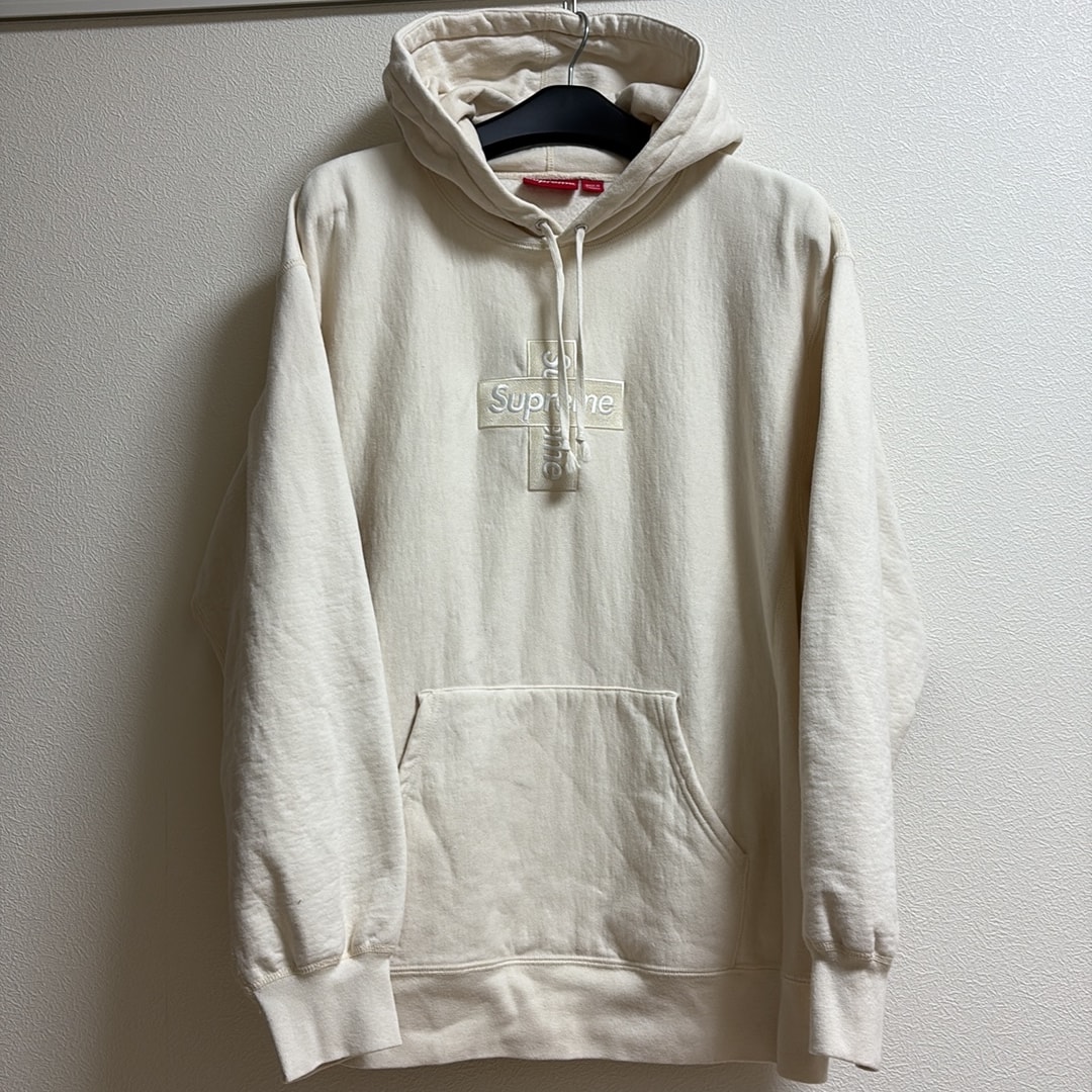 Supreme Cross Box Logo Hooded Sweatshirt "Natural"