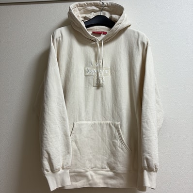 Supreme Cross Box Logo Hooded Sweatshirt "Natural"