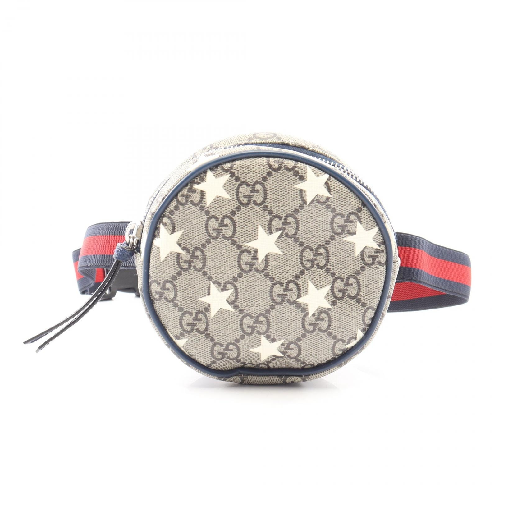 グッチ GUCCI チルドレンズ GGスプリーム スター キッズ ウエストバッグ バッグ PVCコーティングキャンバス レザー レディース ベージュ系 / ネイビー系 502330 【中古】