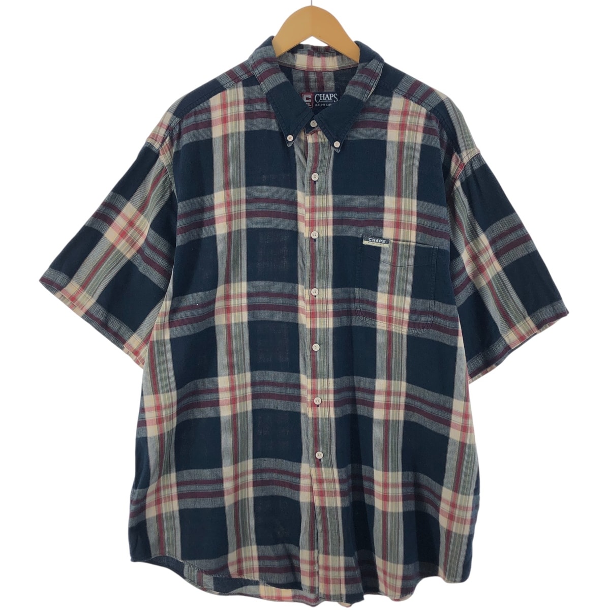 古着 90年代 ラルフローレン Ralph Lauren CHAPS チャップス 半袖 ボタンダウン チェックシャツ メンズXXL相当 ヴィンテージ/eaa539170