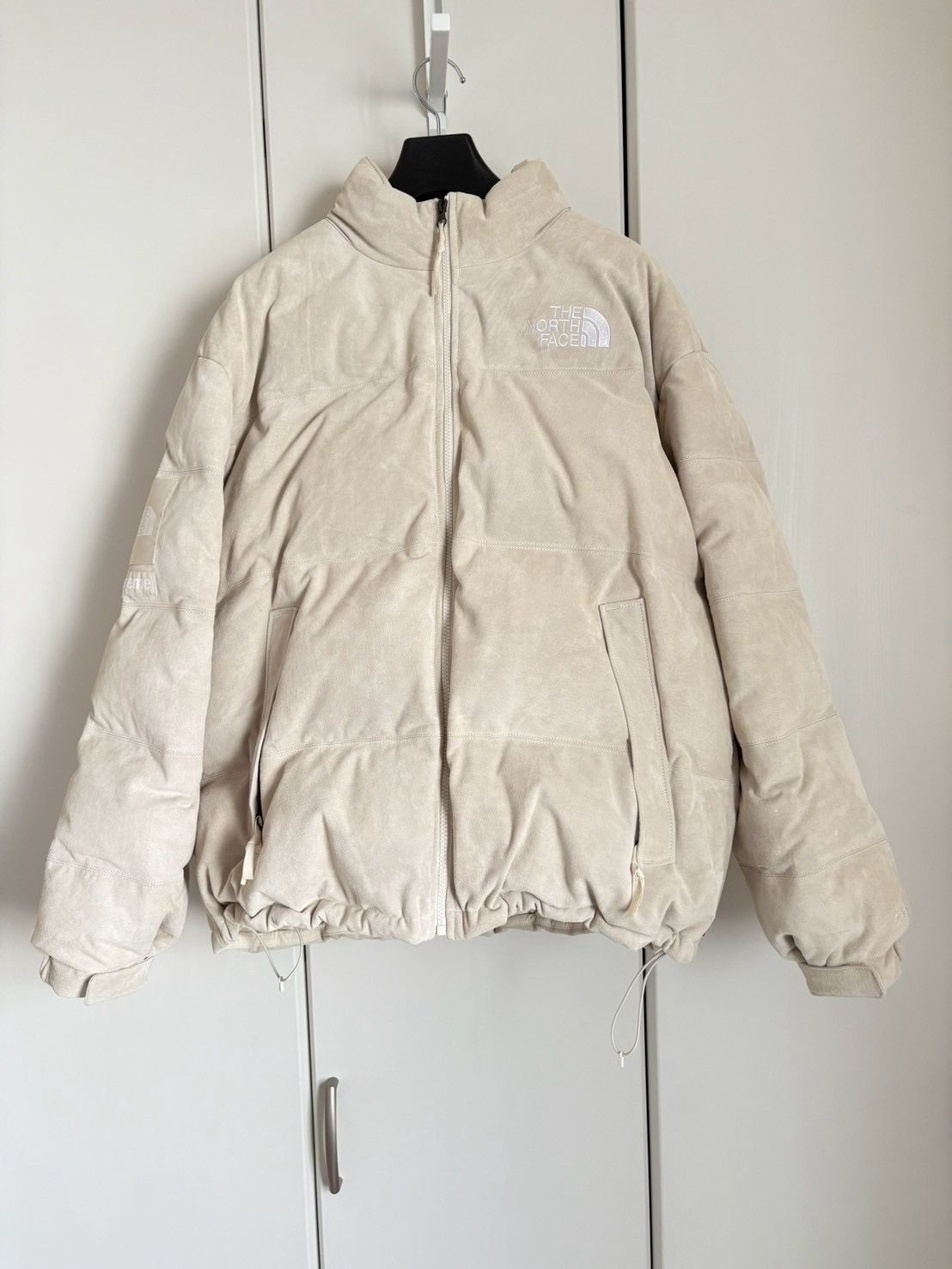 Supreme x The North Face Suede Nuptse Jacket "Stone"