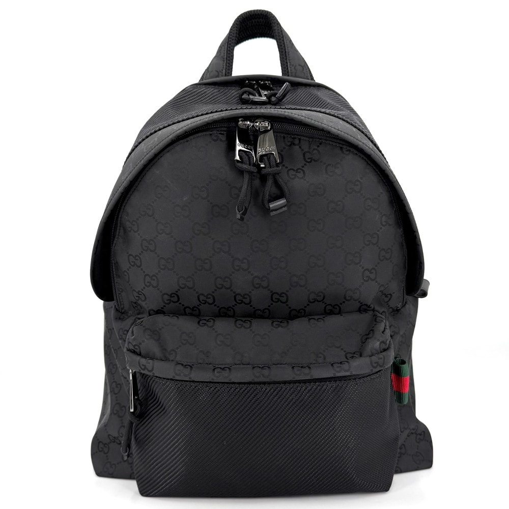GUCCI グッチ リュック GG ウェブストライプ バックパック 826364 ナイロン ブラック 黒 シルバー金具 メンズ【中古品】