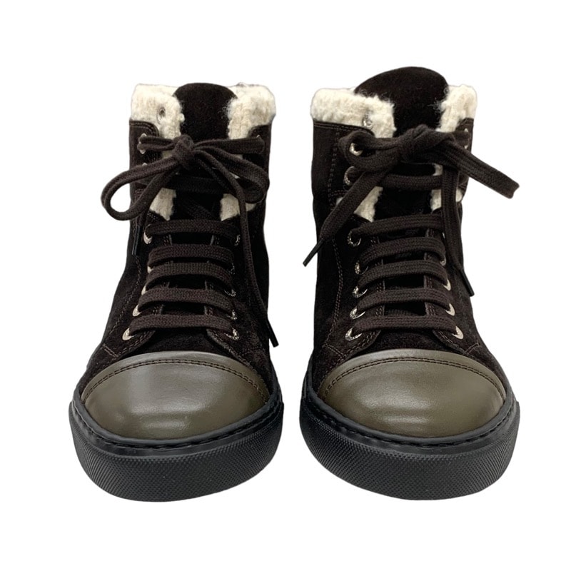 シャネル CHANEL スニーカー 靴 シューズ スエード レザー ブラウン ホワイト ハイカットスニーカー ココマーク ツイード