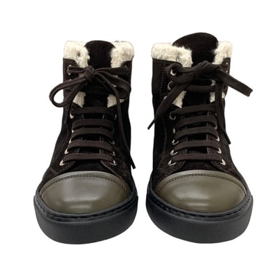 シャネル CHANEL スニーカー 靴 シューズ スエード レザー ブラウン ホワイト ハイカットスニーカー ココマーク ツイード