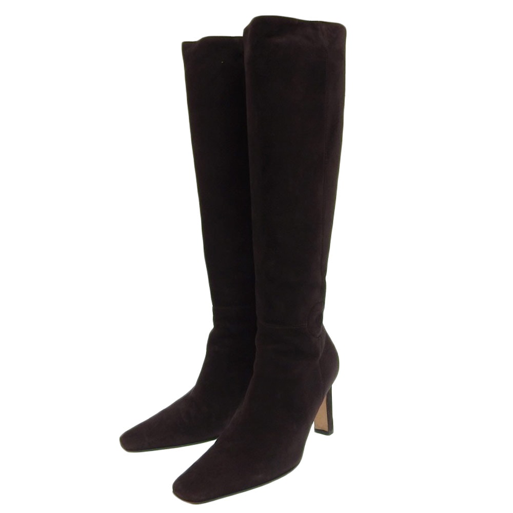 シャネル 美品 CHANEL シャネル スエード サイドココマーク ロングブーツ レディース ブラウン 35C 01A 35C