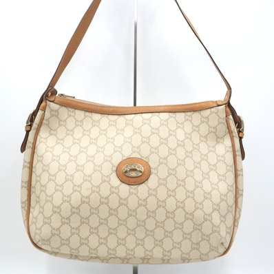GUCCI(グッチ)Plus ショルダーバッグ ヴィンテージ GG柄 ベージュ PVC レザー レディース 斜め掛け 肩掛け オールドグッチ【中古】