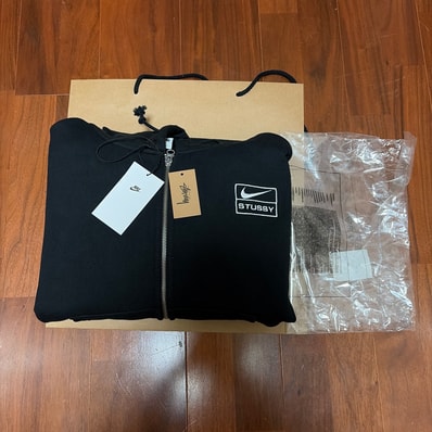 Stussy x Nike Stone Washed Fleece Zip Hoodie "Black" (US Size) FJ9175-010