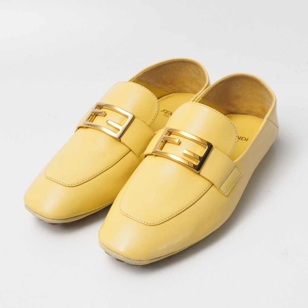 FENDI フェンディ チューブ ローファー サイズ35 FFバゲットモチーフ ドライビングシューズ ラムレザー ブランド古着【中古】20261016/RB1010