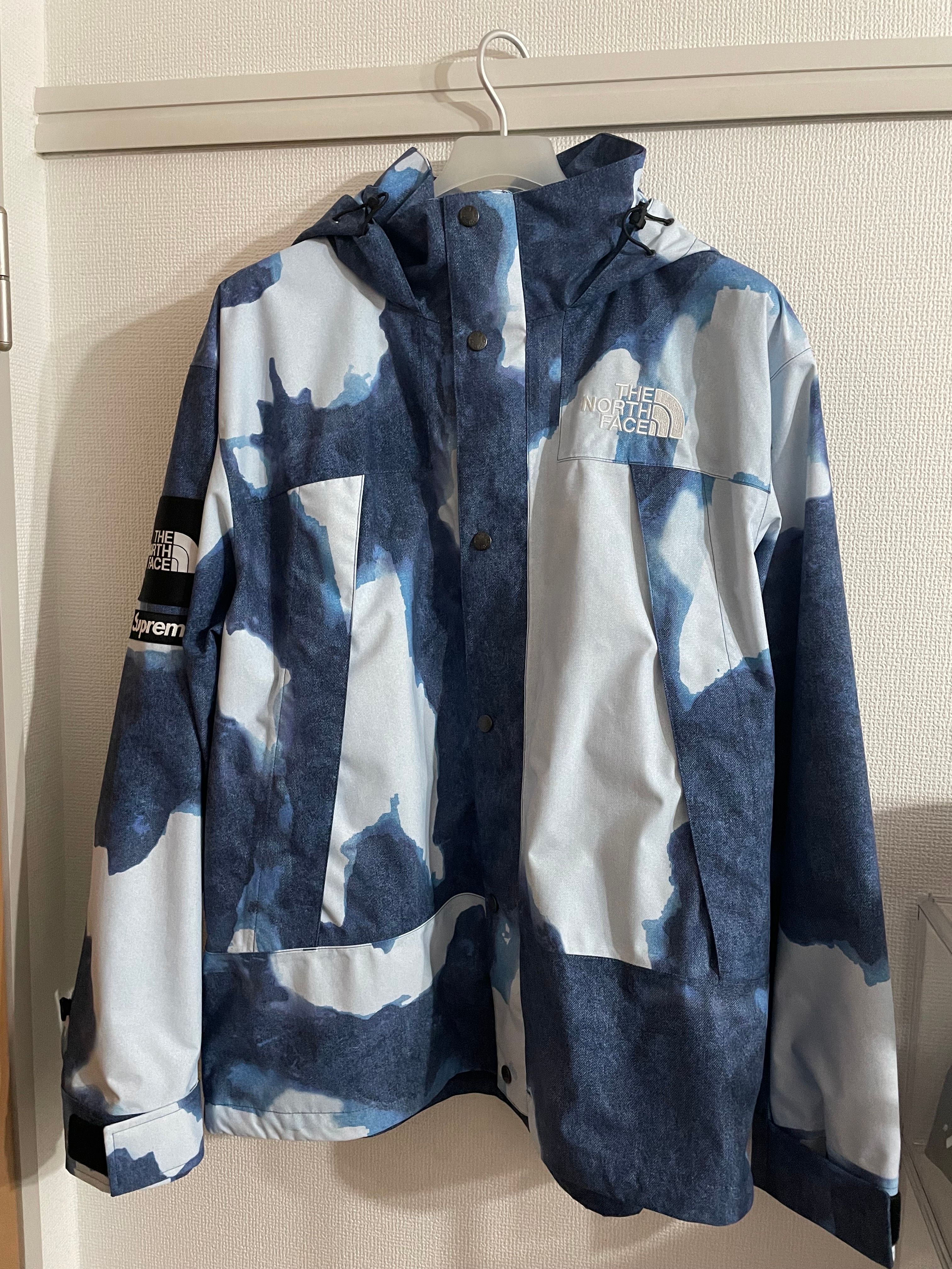 Supreme x The North Face Bleached Denim Print Mountain Jacket "Indigo"