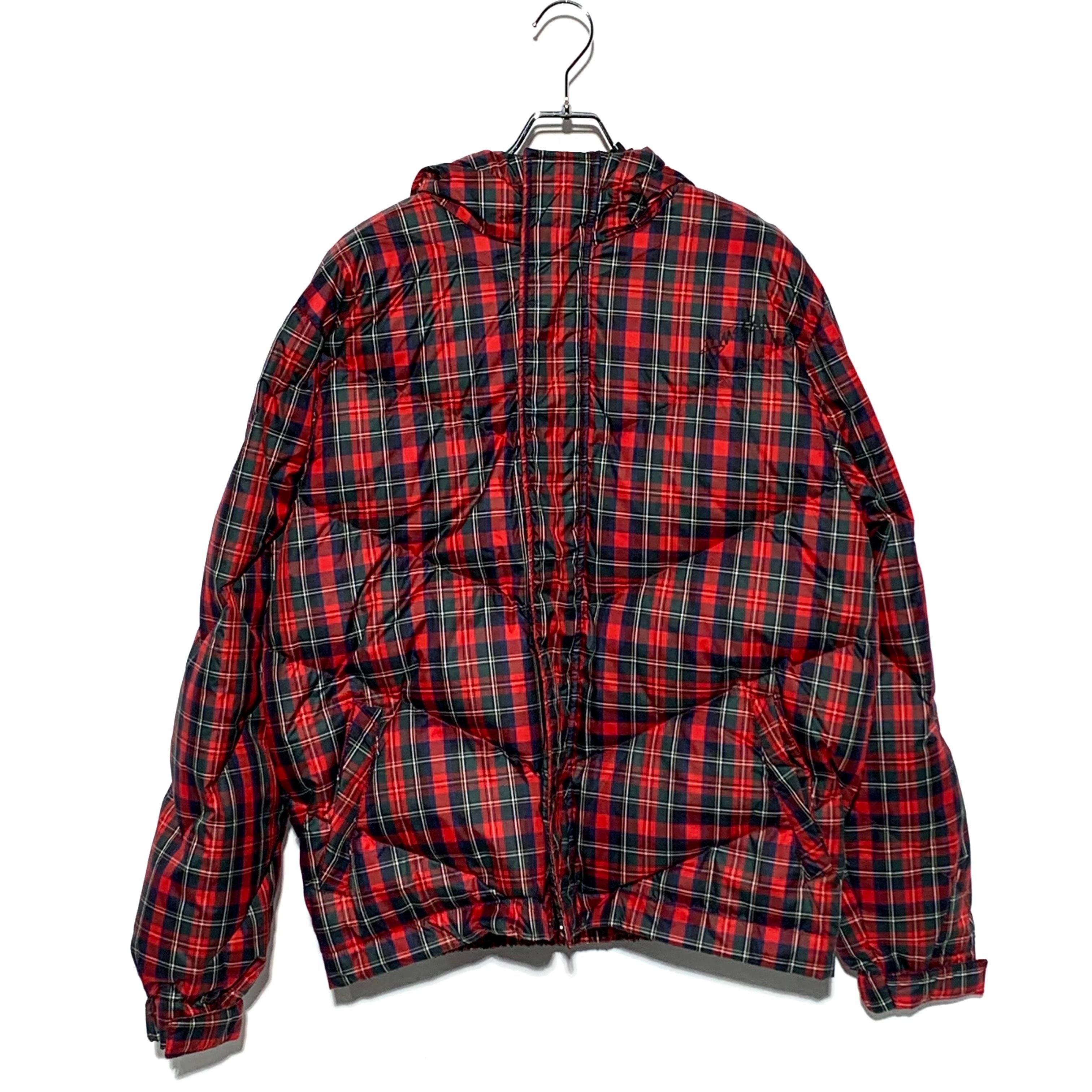 STUSSY PLAID FUR DOWN JACKET Red