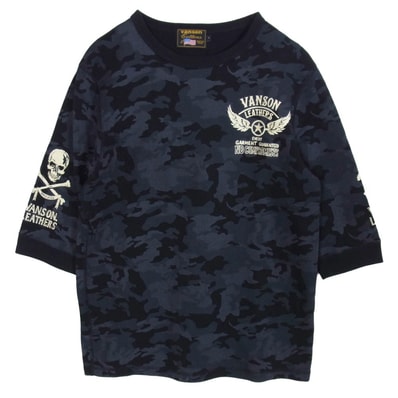 VANSON バンソン Tシャツ フライングスター プリント 半袖 Tシャツ ブラック系 L【中古】