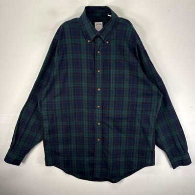 古着 ブルックスブラザーズ Brooks Brothers 長袖シャツ ボタンダウン 胸ポケット M ネイビー系 チェック メンズ