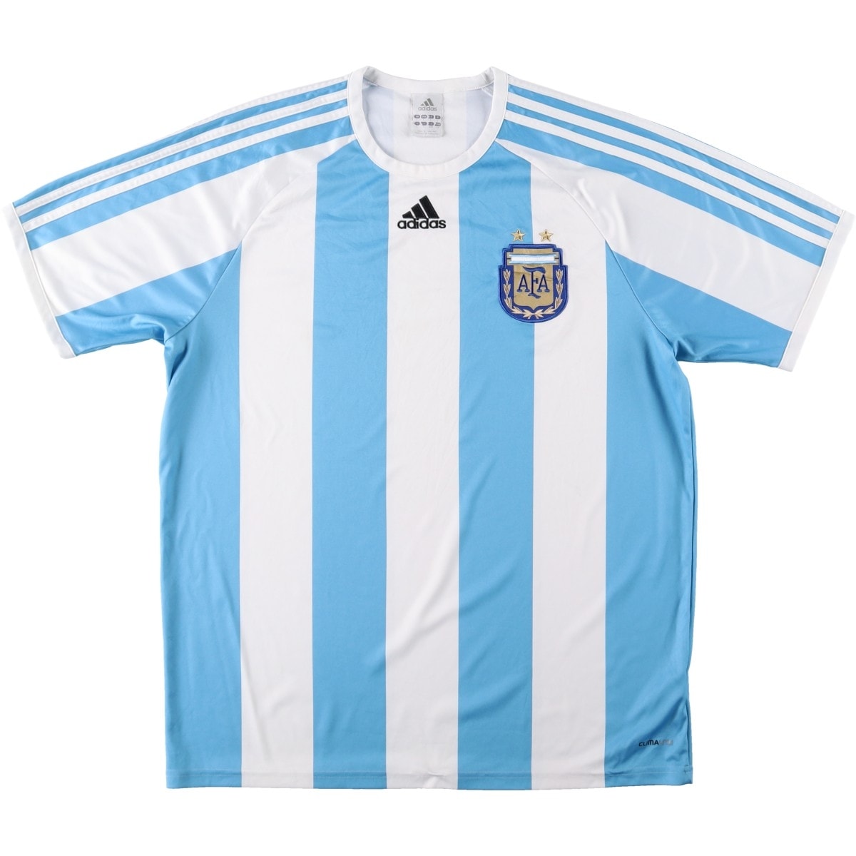 古着 00年代 アディダス adidas アルゼンチン代表 ストライプ柄 サッカーユニフォーム ゲームシャツ メンズL相当/eaa662679