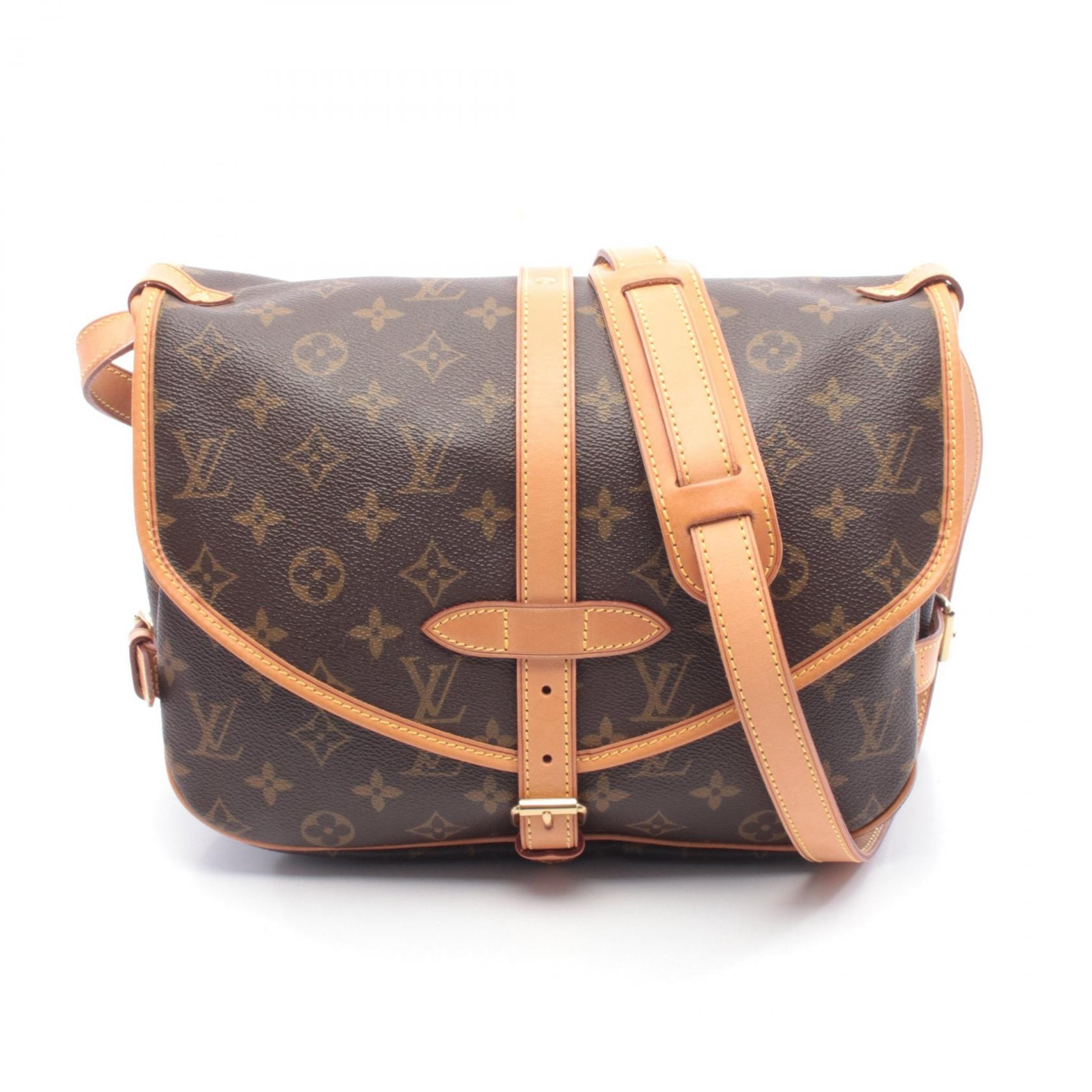 ルイ・ヴィトン LOUIS VUITTON ソミュール30 ショルダーバッグ バッグ PVCコーティングキャンバス レザー モノグラム レディース ブラウン系 M42256 【中古】
