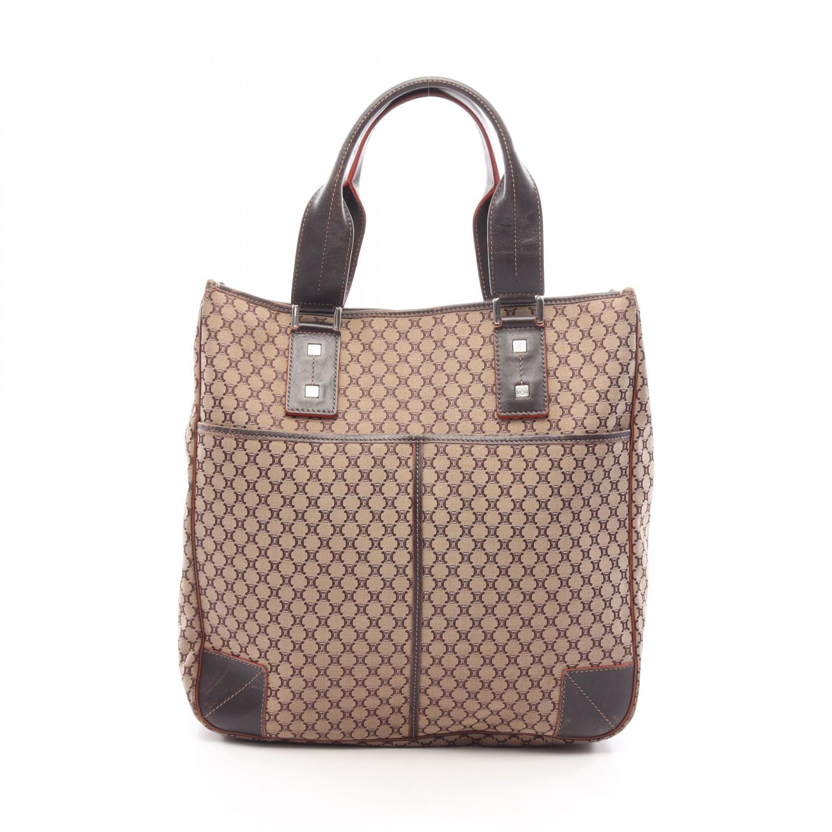 セリーヌ CELINE マカダム トートバッグ バッグ キャンバス レザー レディース ベージュ系 / ブラウン系 【中古】