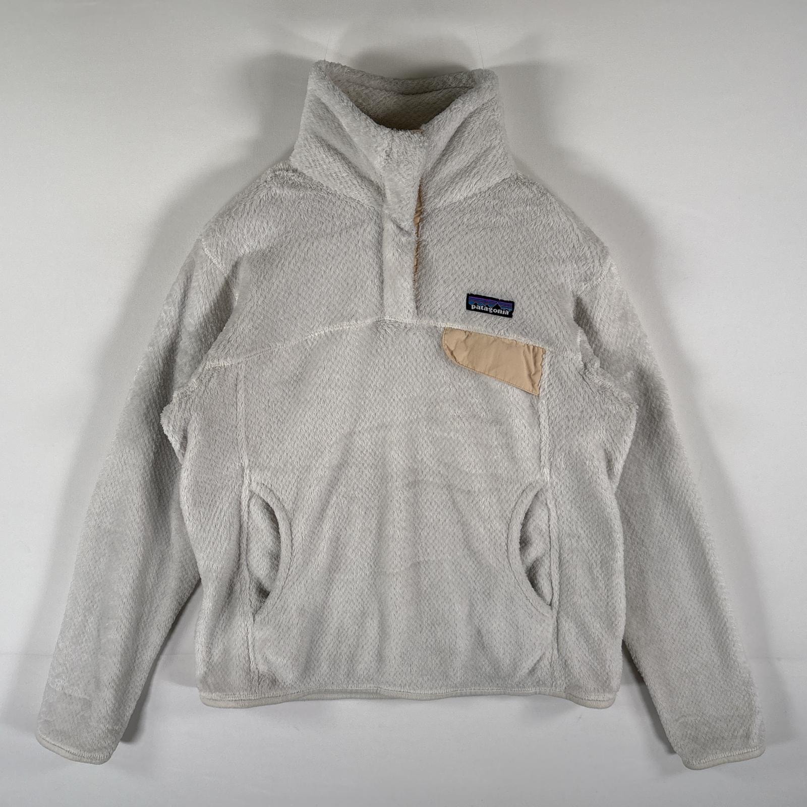 古着 パタゴニア patagonia フリーストレーナー ハーフスナップボタン ワンポイントロゴ ボア アウトドア S  ホワイト レディース