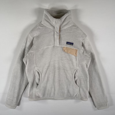 古着 パタゴニア patagonia フリーストレーナー ハーフスナップボタン ワンポイントロゴ ボア アウトドア S ホワイト レディース