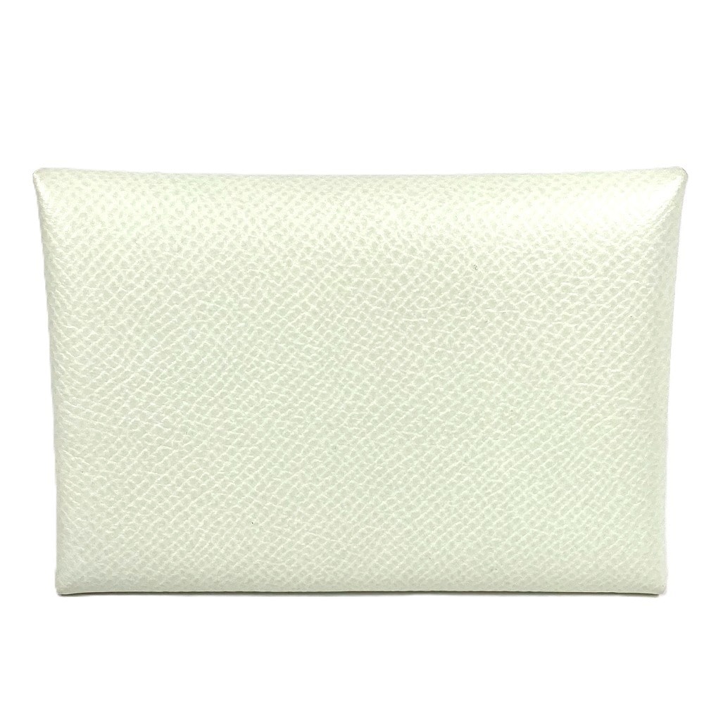 エルメス HERMES カルヴィデュオ 二つ折り スリム カードケース 小銭入れ  財布 コインケース エプソン W刻 ヴェールフィズ ライトグリーン系 美品
