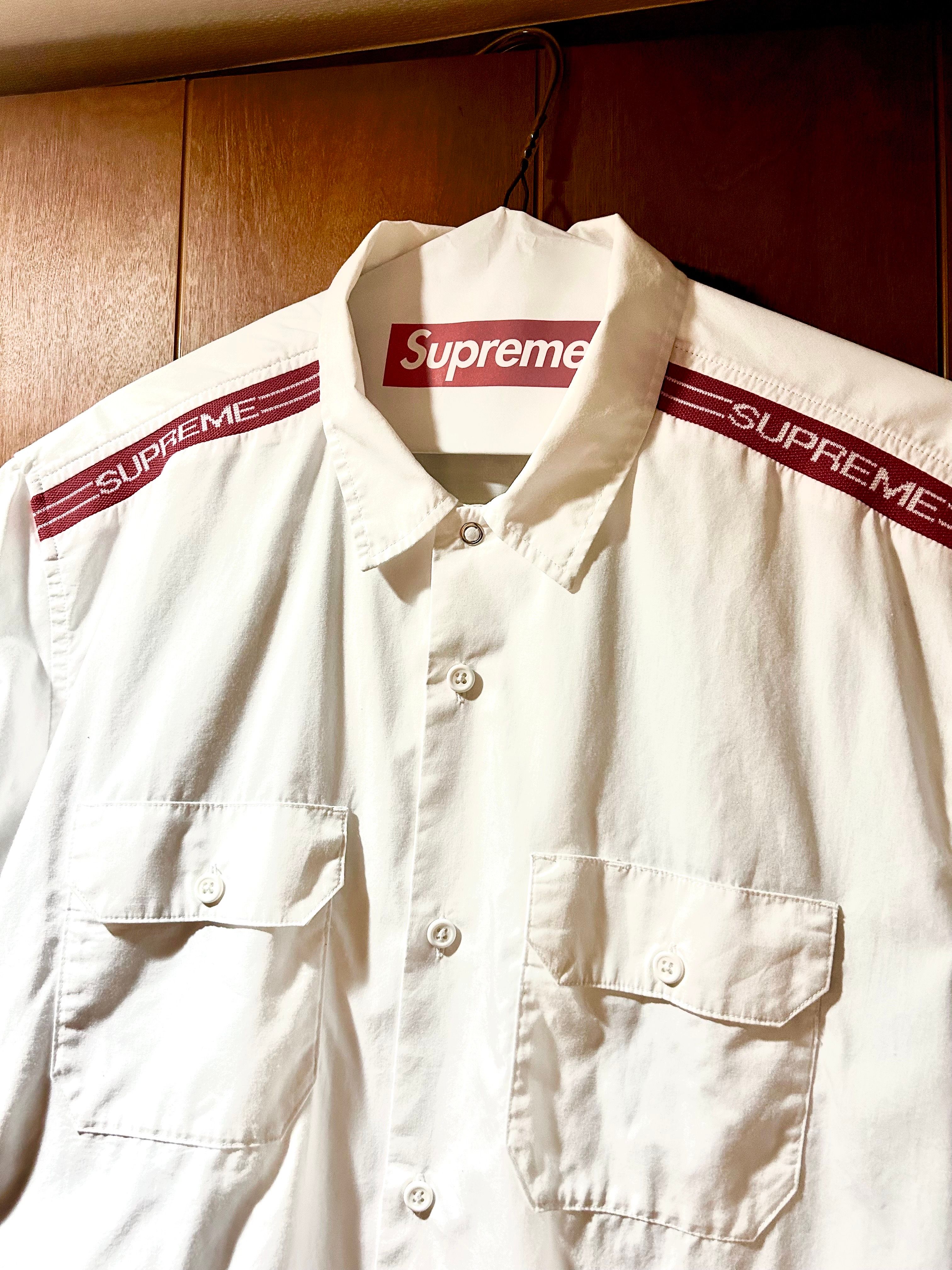 Supreme Logo Rib S/S Work Shirt "White"