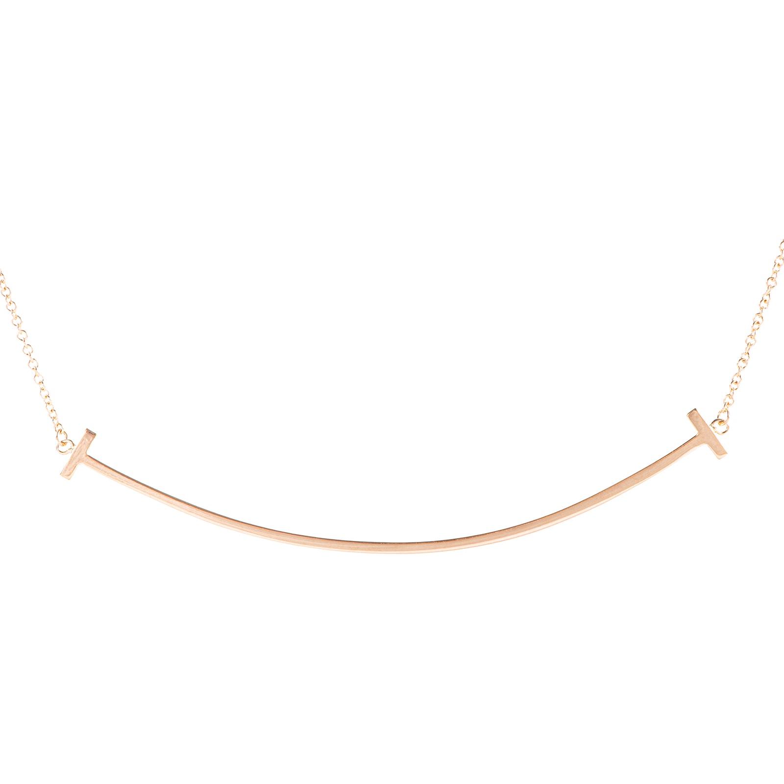 TIFFANY&Co. ティファニー ティファニーT スマイル ペンダント ラージ ネックレス K18RG ピンク ゴールド【中古】
