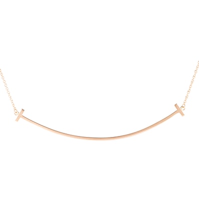 TIFFANY&Co. ティファニー ティファニーT スマイル ペンダント ラージ ネックレス K18RG ピンク ゴールド【中古】