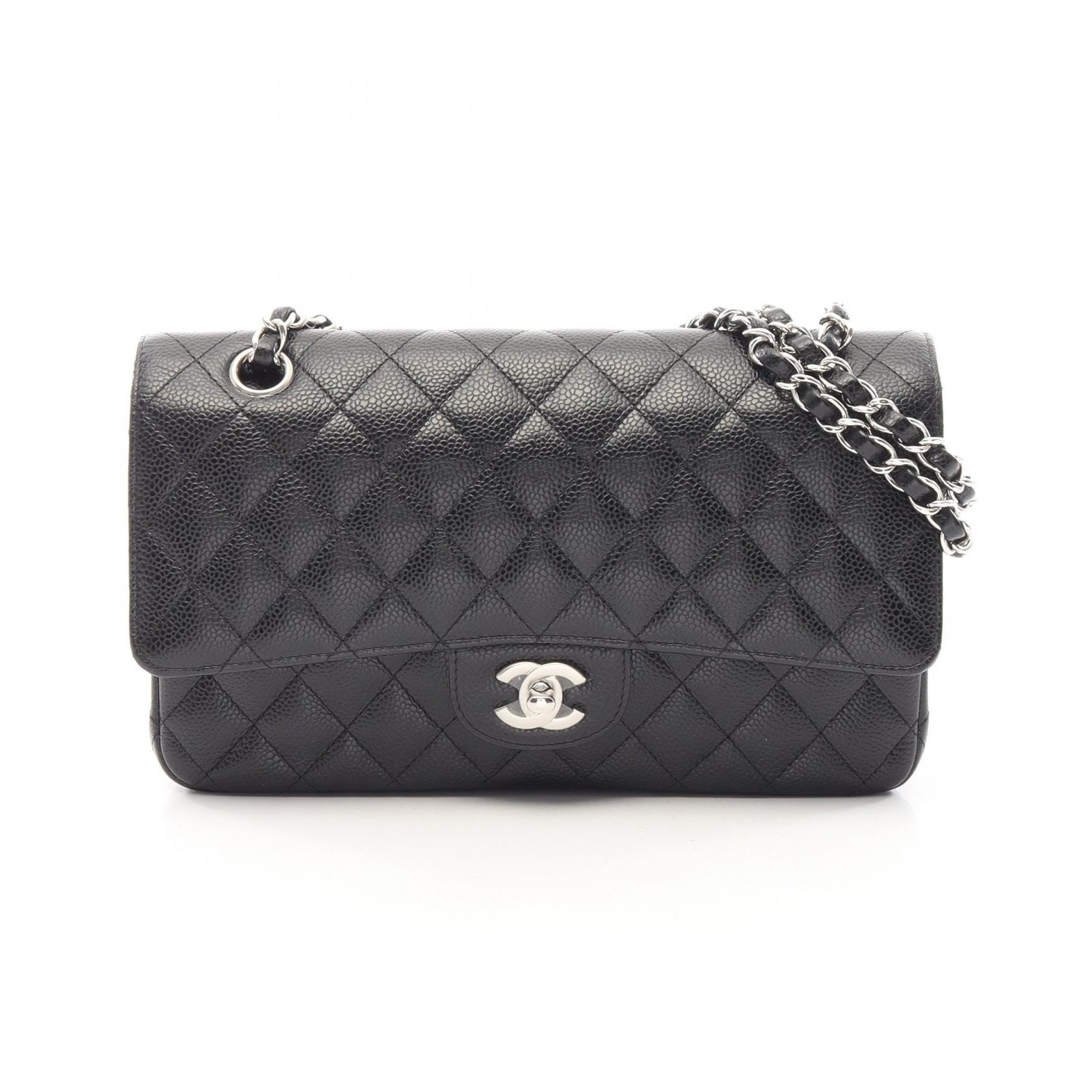 シャネル CHANEL マトラッセ Wフラップ ショルダーバッグ バッグ キャビアスキン(グレインドカーフ) レディース ブラック系 【中古】