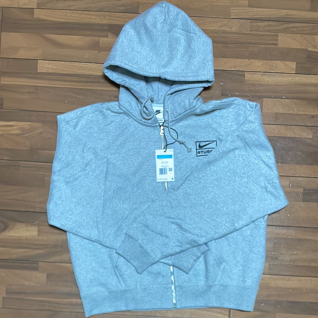 Stussy x Nike Fleece Zip Hoodie "Grey Heather" (US Size) FJ9181-050