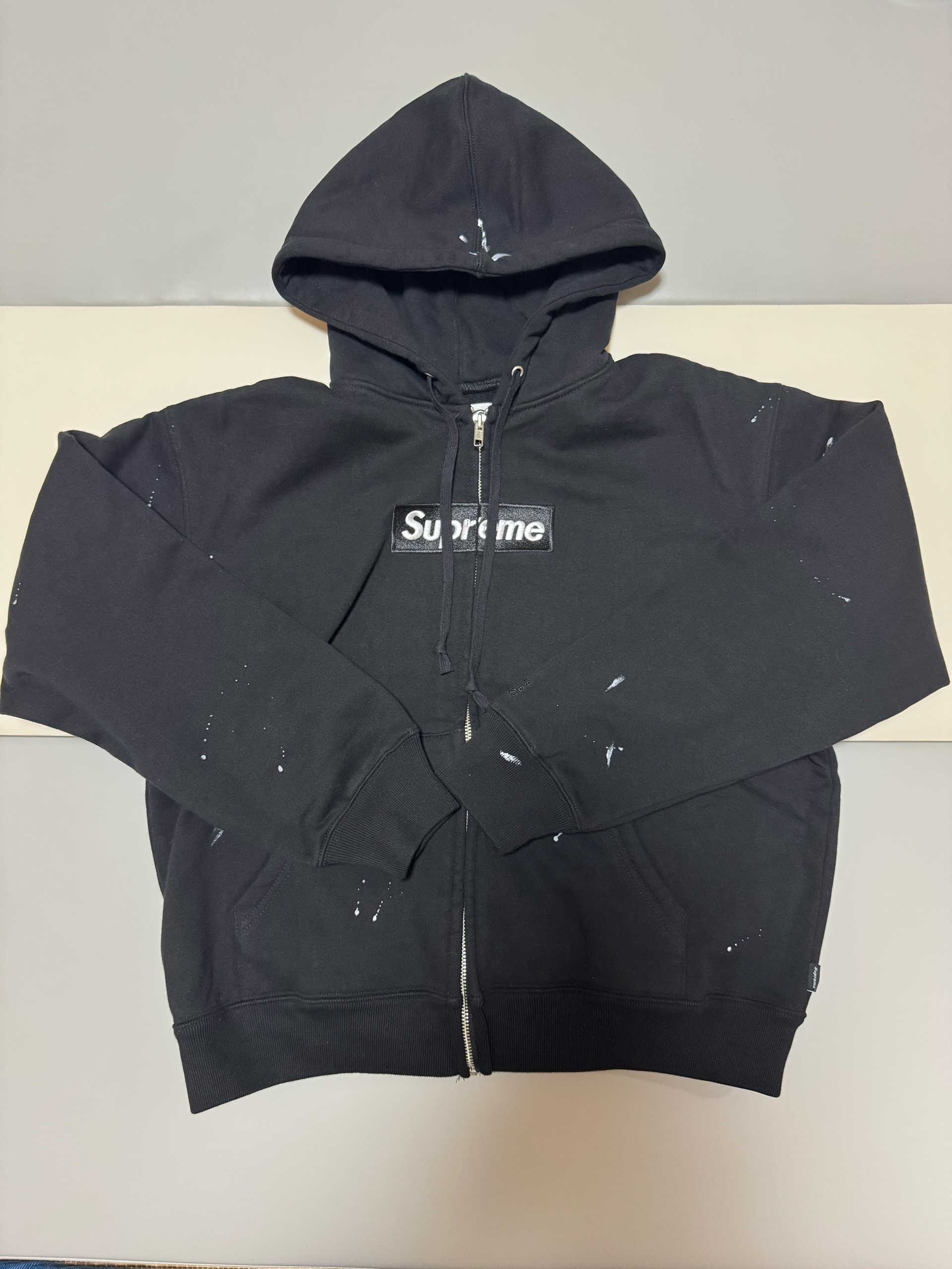 Supreme x MM6 Maison Margiela Box Logo Zip Up Hooded Sweatshirt "Black"