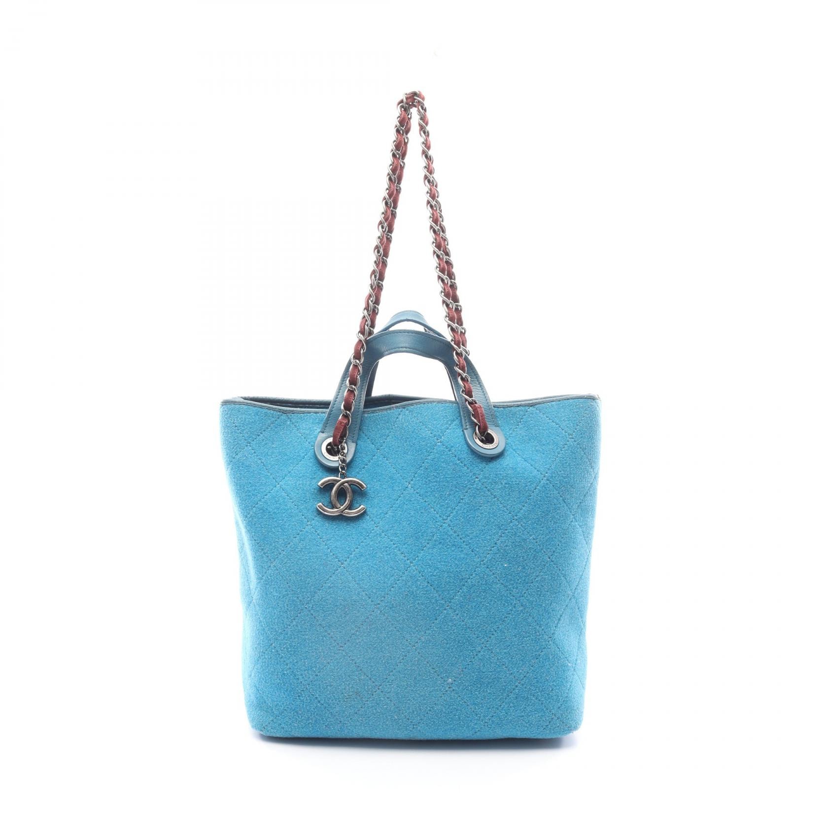 샤넬 CHANEL 마트라세 토트 백 백 울 가죽 여성 블루 A66709 [중고]
