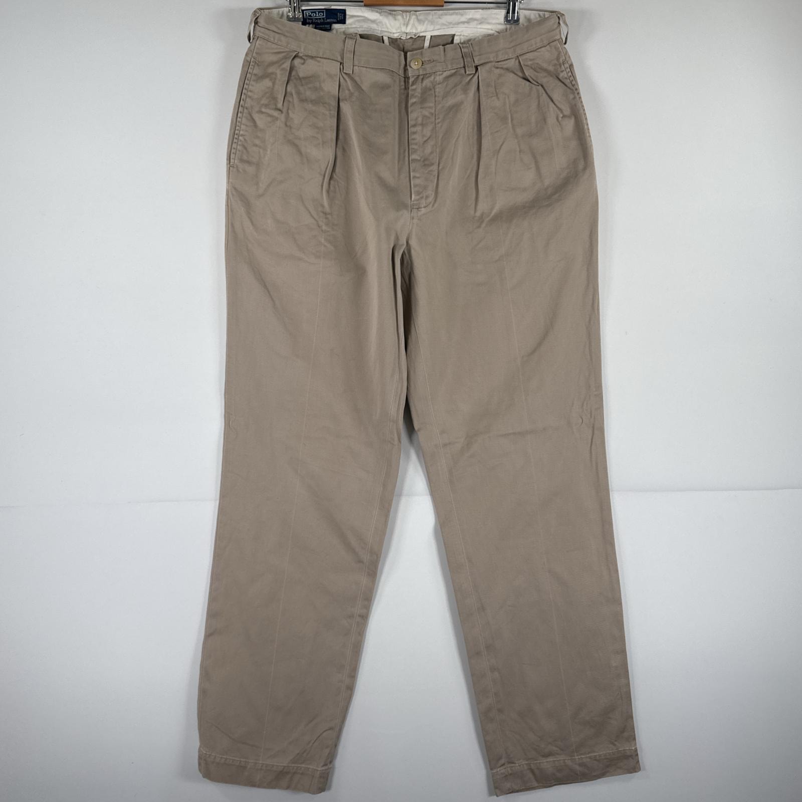 古着 ポロバイラルフローレン Polo by Ralph Lauren チノパンツ チノパン ワンポイント ポロチノ テーパード w36 L34  ベージュ メンズ