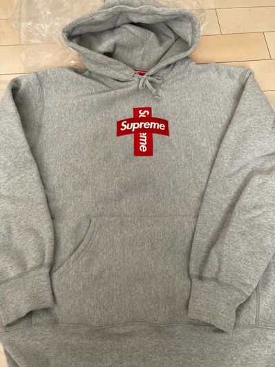 Supreme Cross Box Logo Hooded Sweatshirt "Grey"