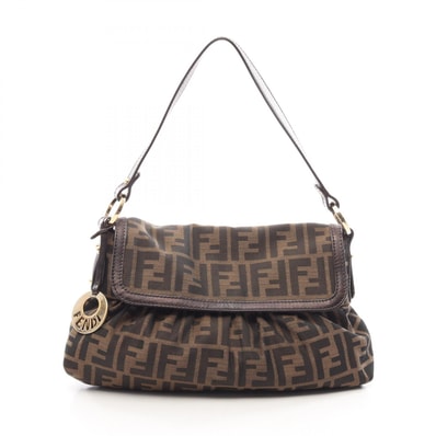 フェンディ FENDI ズッカ ショルダーバッグ バッグ キャンバス レザー レディース ブラウン系 / ブラック系 8BR445 【中古】