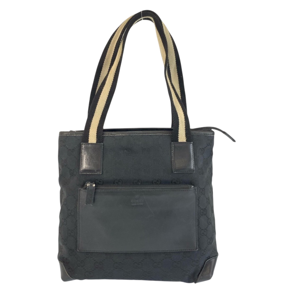 GUCCI グッチ シェリーライン ブラック 黒 GGキャンバス レザー/ トートバッグ ハンドバッグ 601290 【中古】