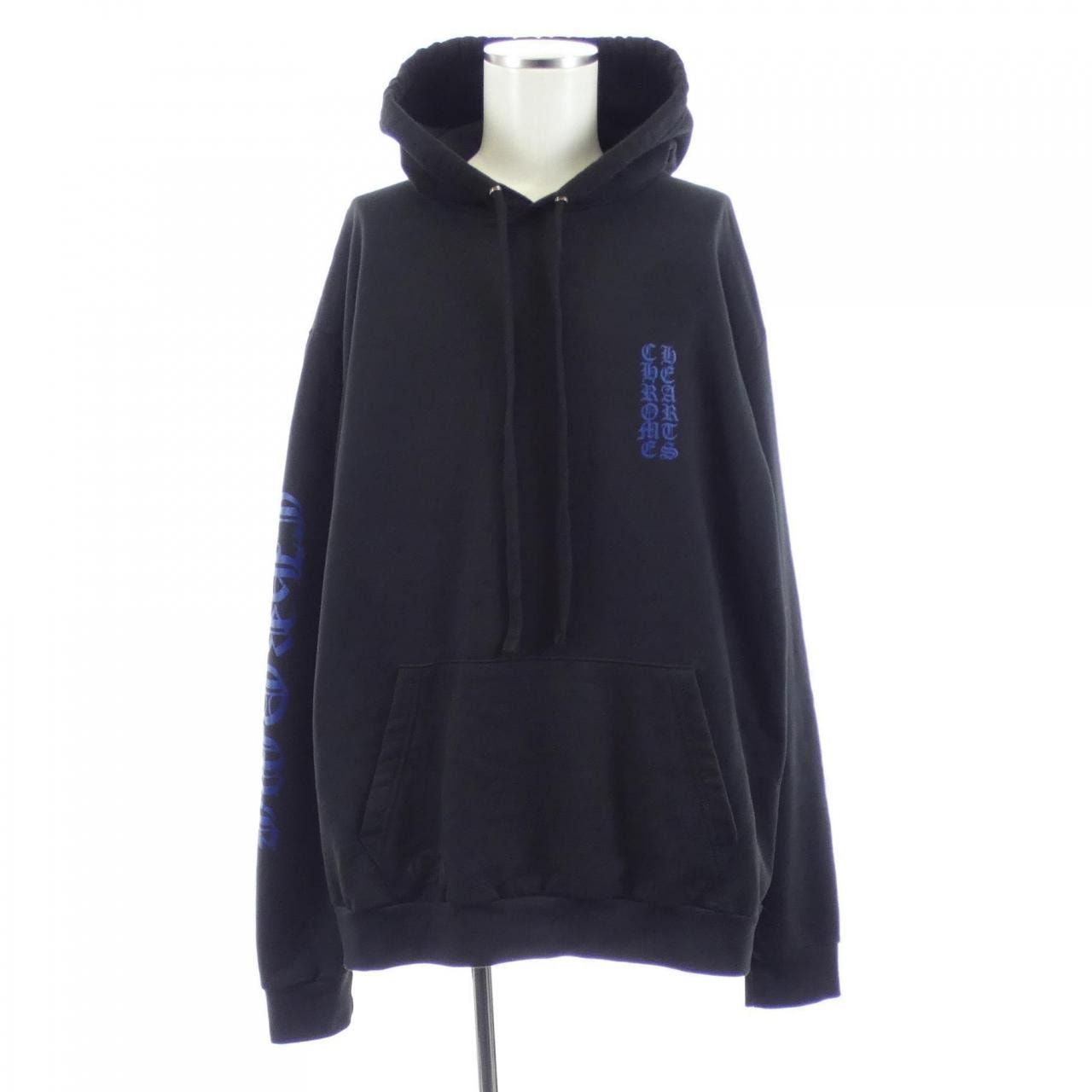 Chrome Hearts Vertical Logo Pullover Hoodie "Black/Blue"