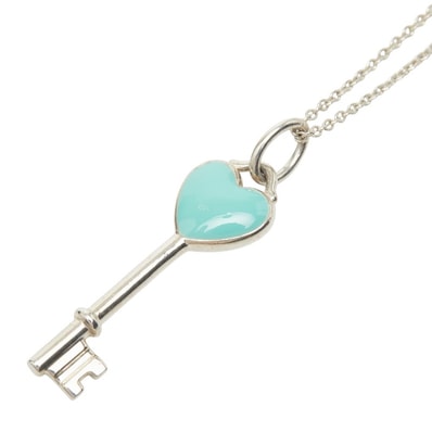 ティファニー ハート キー モチーフ ペンダントトップ ネックレス シルバー ティファニーブルー SV925 シルバー レディース TIFFANY&Co. 【中古】