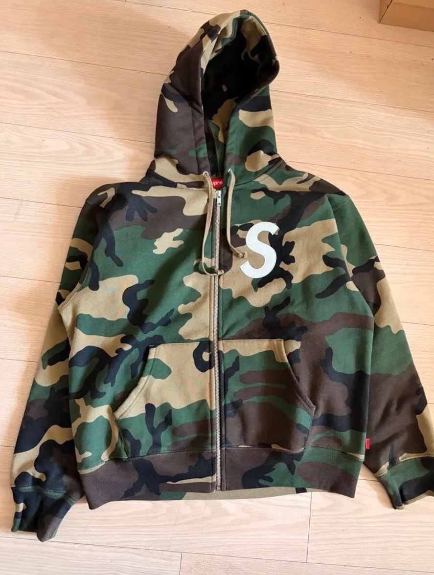 Supreme S Logo Zip Up Hooded Sweatshirt (25FW) "Woodland Camo"