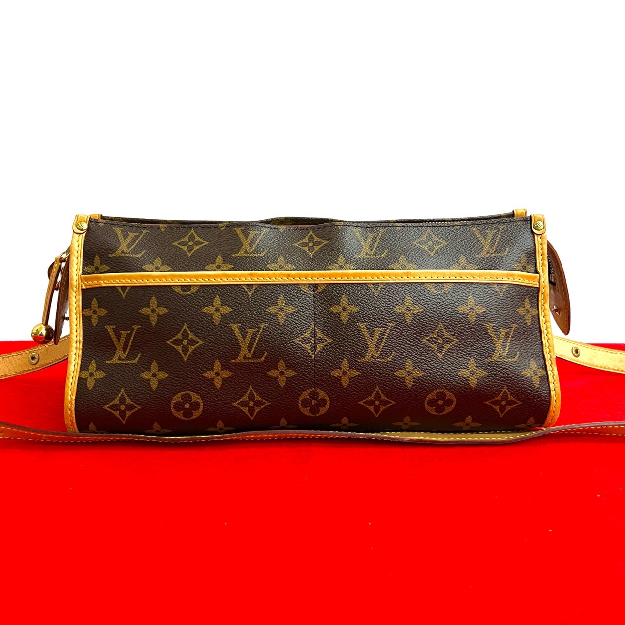 LOUIS VUITTON ルイヴィトン ポパンクール ロン モノグラム レザー PVC ショルダーバッグ ブラウン
 35245