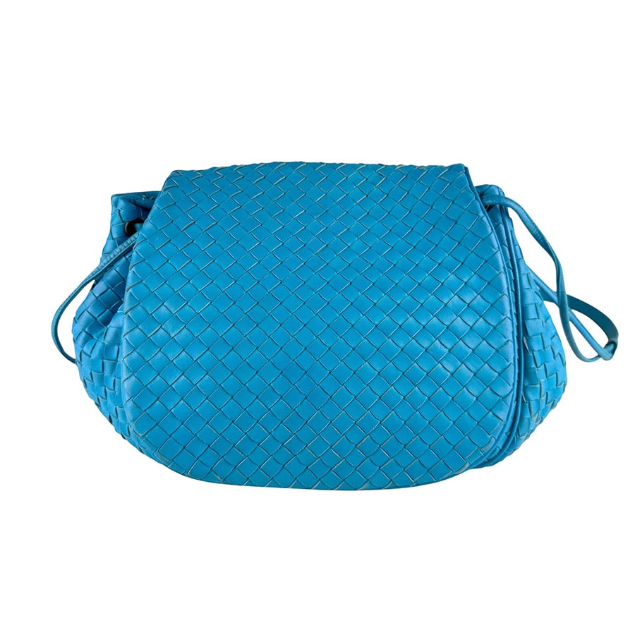 ボッテガヴェネタ BOTTEGAVENETA 斜め掛けショルダーバッグ イントレチャート レザー ブルー レディース【中古】 z9910