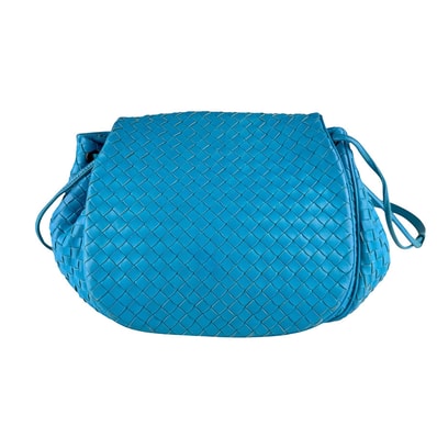 ボッテガヴェネタ BOTTEGAVENETA 斜め掛けショルダーバッグ イントレチャート レザー ブルー レディース【中古】 z9910